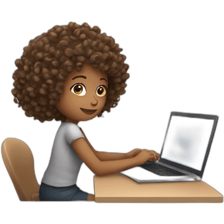 curly girl working on laptop emoji