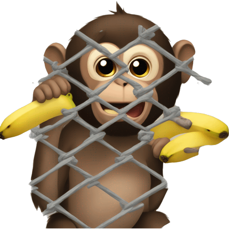 Monkey in a cage. Can't reach the banana.  4к emoji