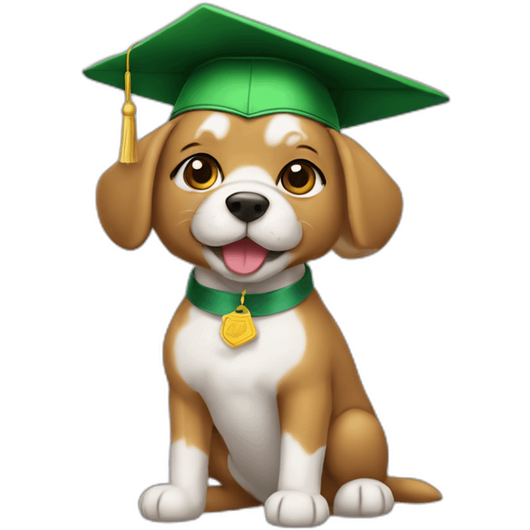 perrito con gorro de graduación verde emoji