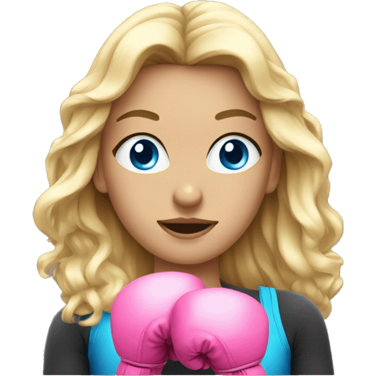 blonde girl with pink boxing gloves blue eyes emoji