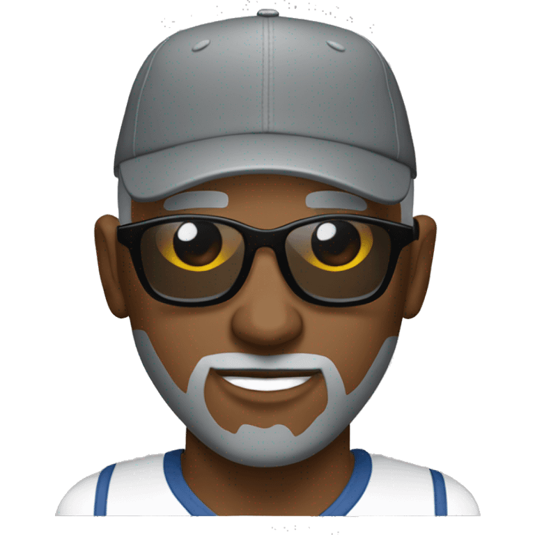 Bald black man with grey beard sunglasses baseball cap emoji