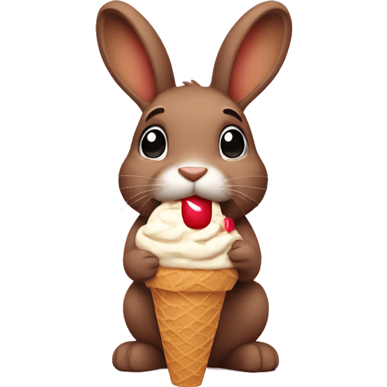 brown bunny eating ice cream emoji