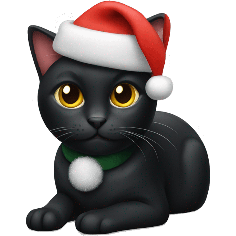 Black cat with Christmas hat emoji