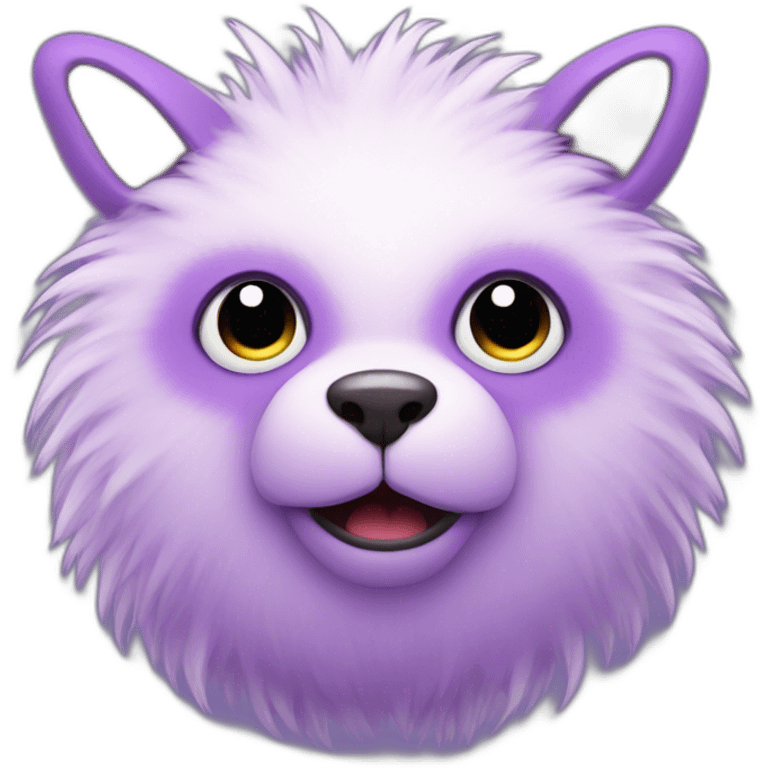 strange round purple animal with fur, no muzzle emoji