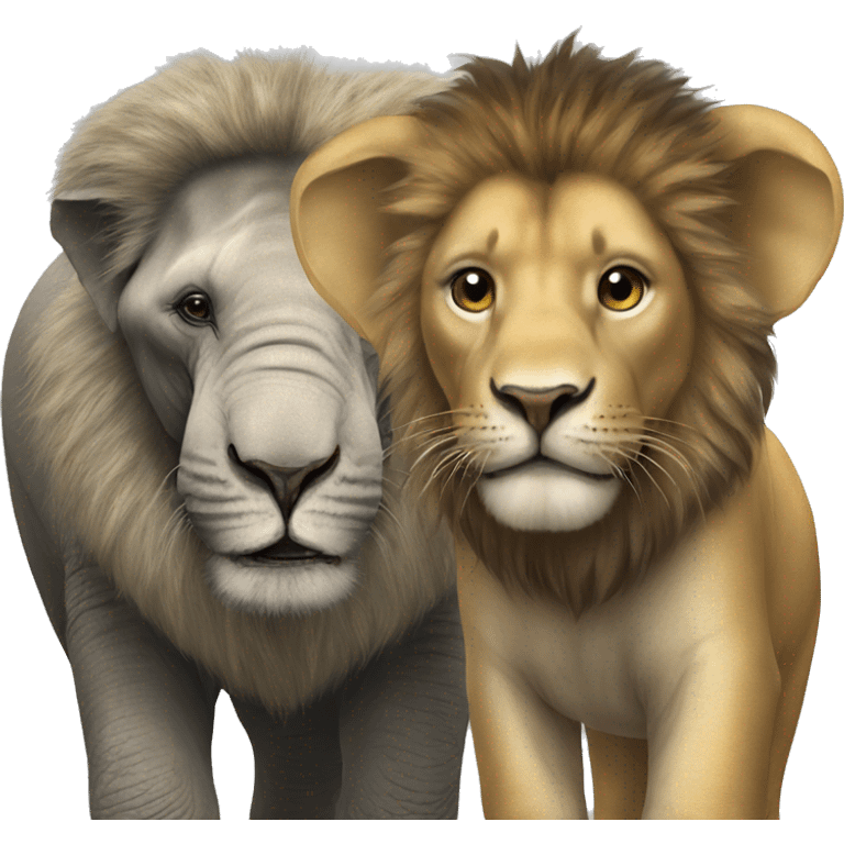 elephant and lion  emoji