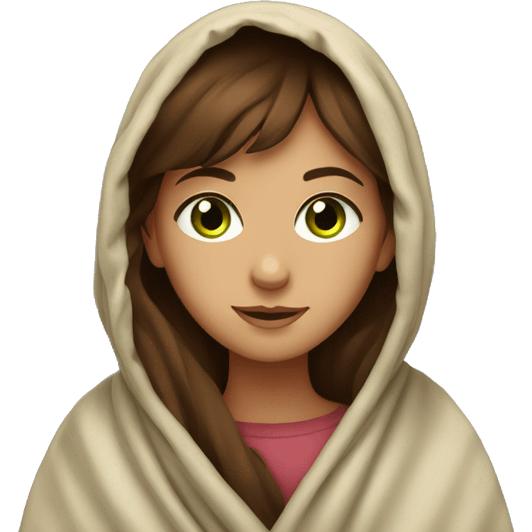 green eyed brown haired girl in blanket  emoji