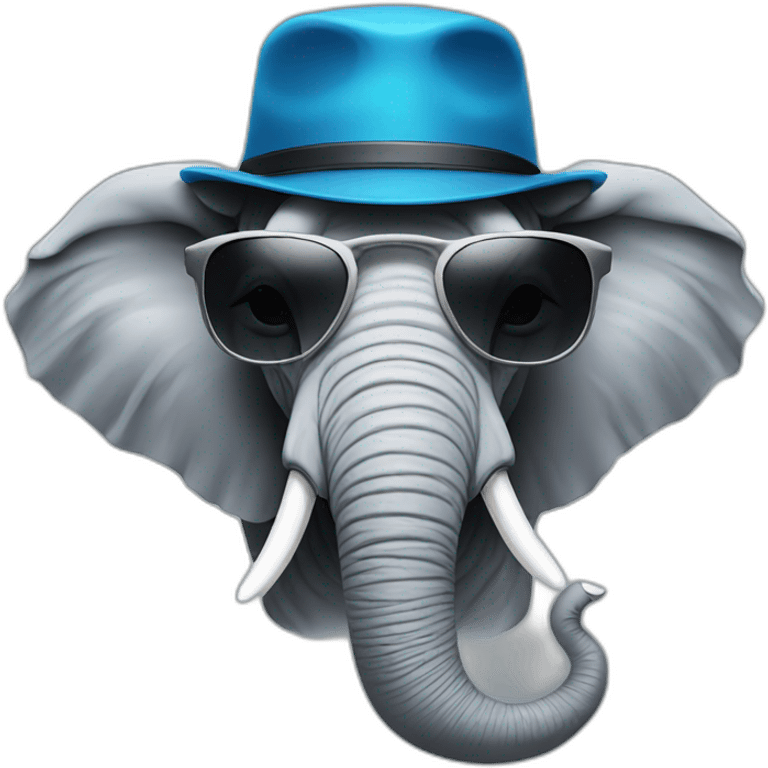 elephant head with sunglasses and cap emoji