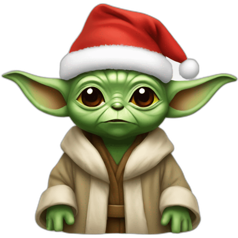 Yoda wearing a Christmas hat  emoji