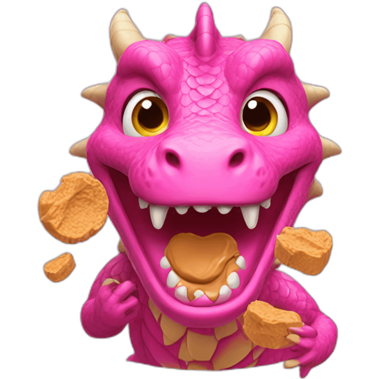 Pink dragon eating peanut butter emoji