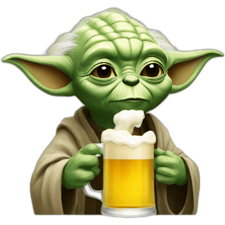 Yoda drinking beer emoji