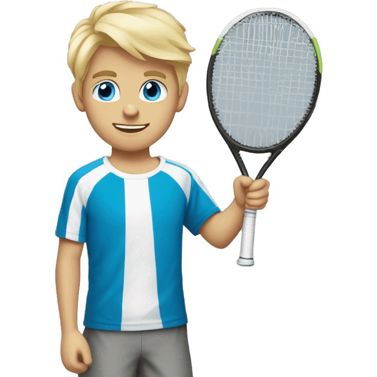 boy blue eyes blonde hair play tennis emoji