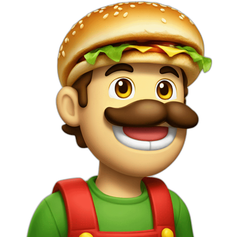 Mario bros eating burger emoji