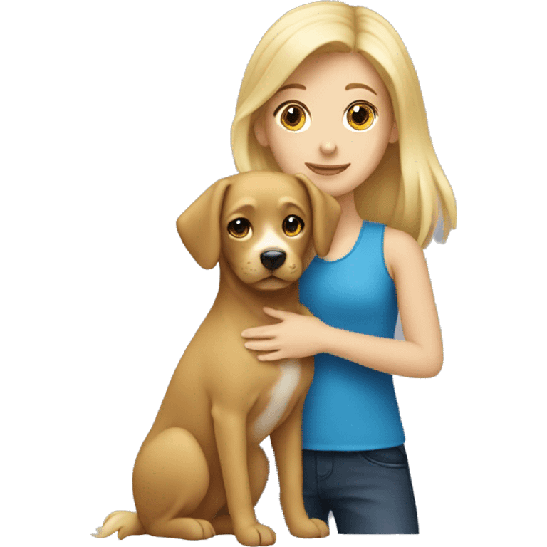 Blonde girl holding a dog emoji