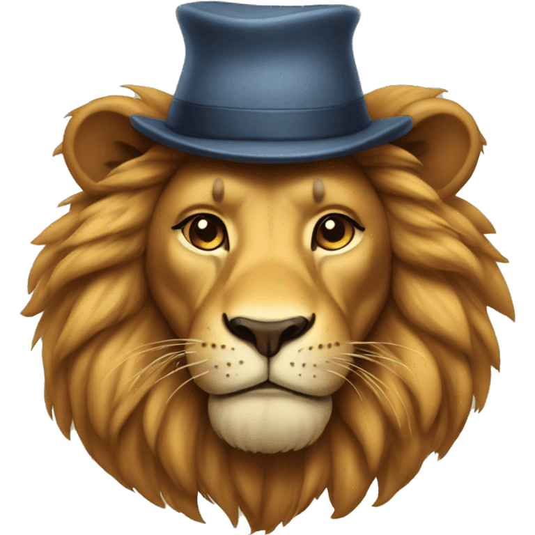 Lion wearing a hat emoji