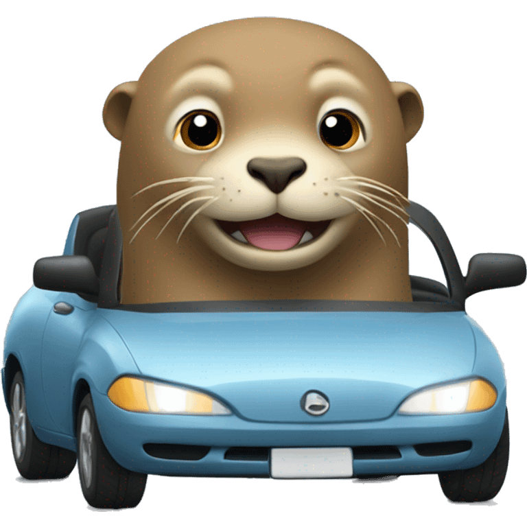 sea lion driving a car emoji