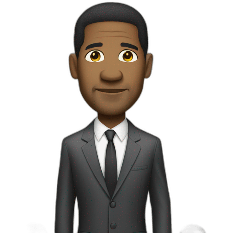 actor Denzel Washington short hair cartoon wearing suit emoji