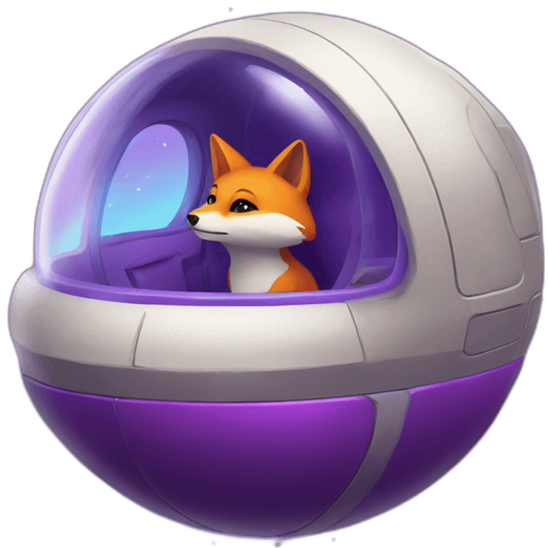 a purple fox in a spaceship emoji