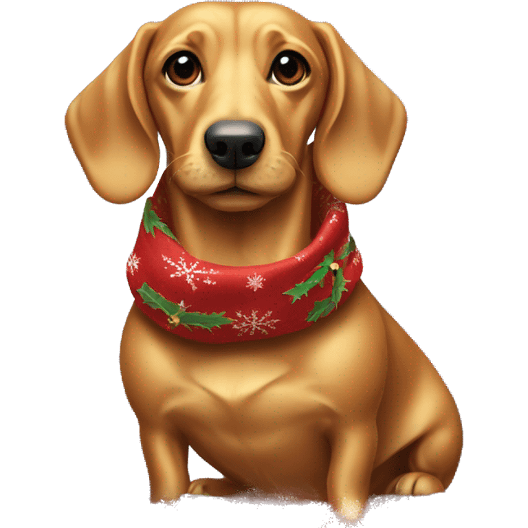 Golden Sausage Dog wearing a Christmas scarf emoji