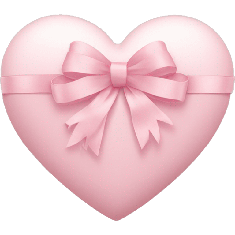 Pale pink heart with pastel pink ribbon bow emoji