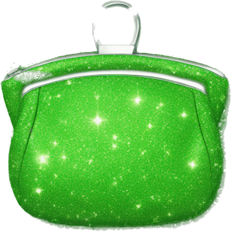 Realistic lime green Sparkle glitter designer purse isolated.  emoji