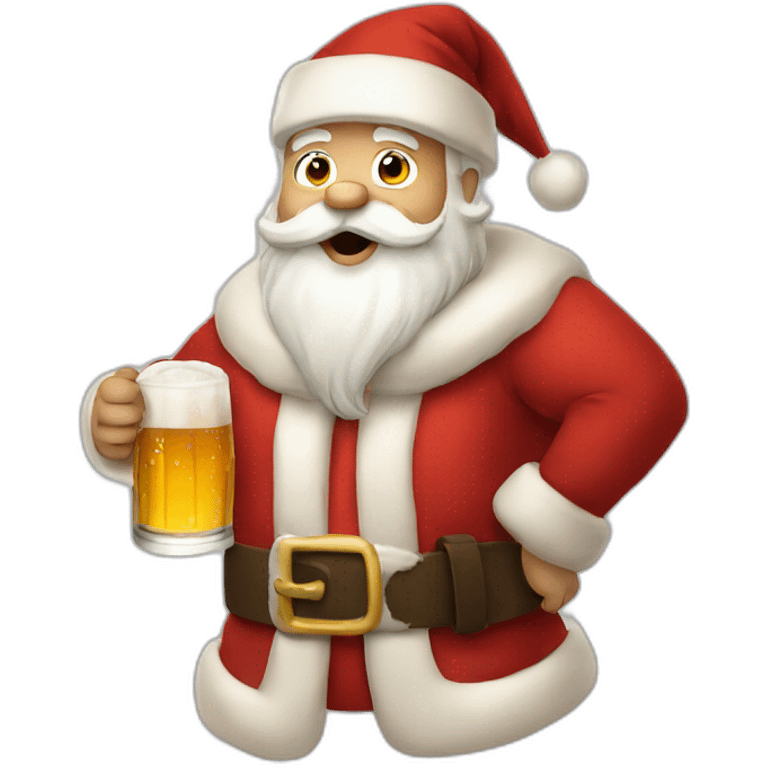 Santa drinking beer emoji