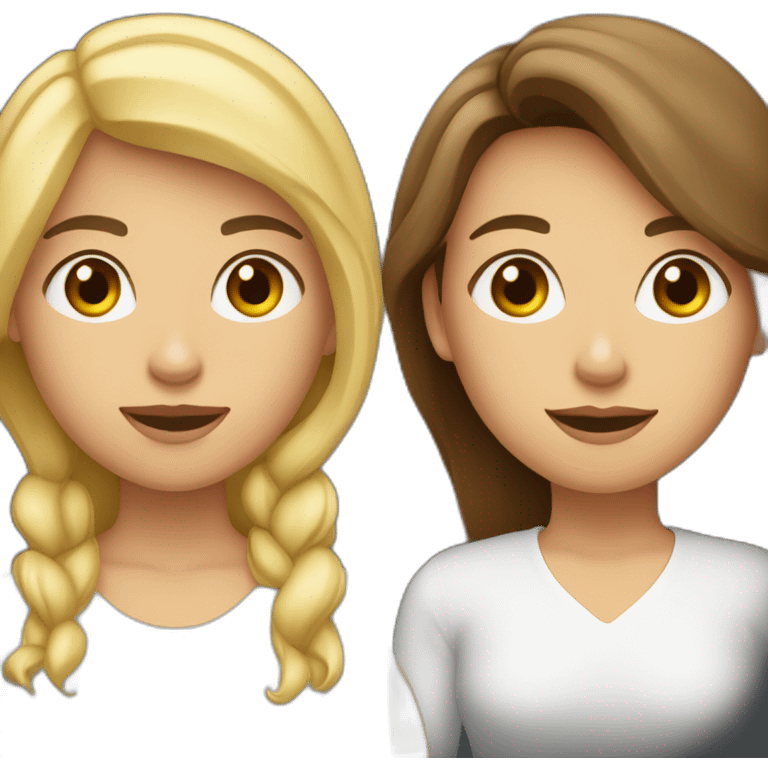 Fille blonde et fille brune avec un carré emoji