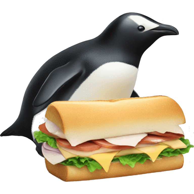 penguin eating a sandwich  emoji