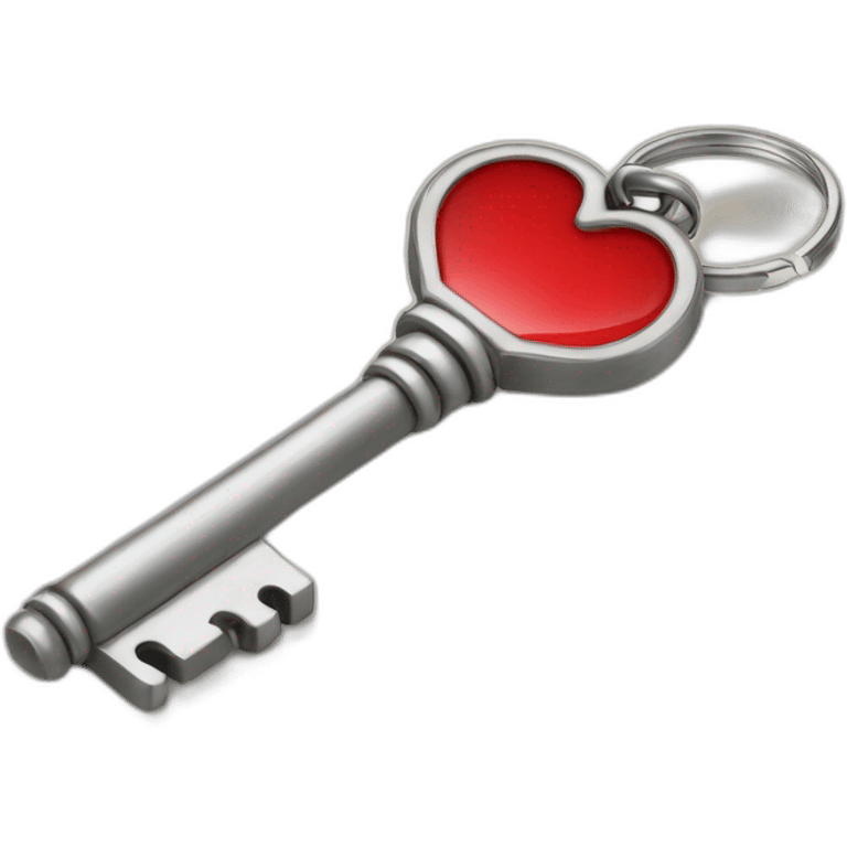 Old silver key with red water float key ring emoji