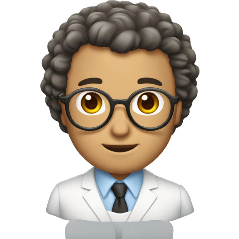 Professor de cabelo curto e óculos redondo emoji