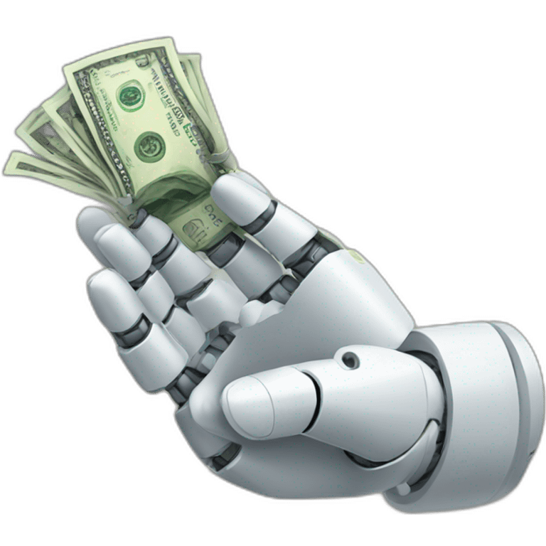 robot hand holding money emoji