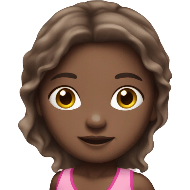 swimming little white girl with pink swimming suit dark brown long hair emoji