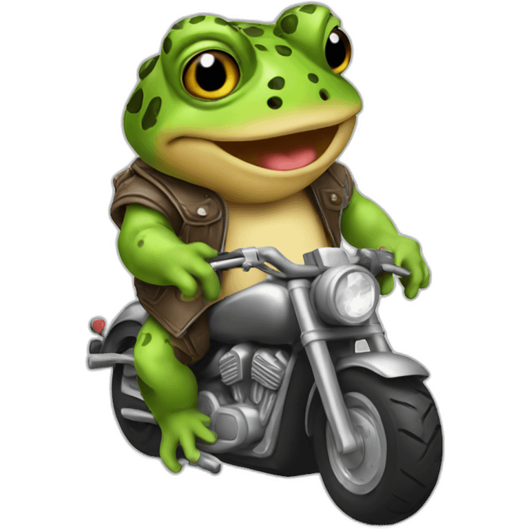 Toad in motorbike with rock tshirt emoji