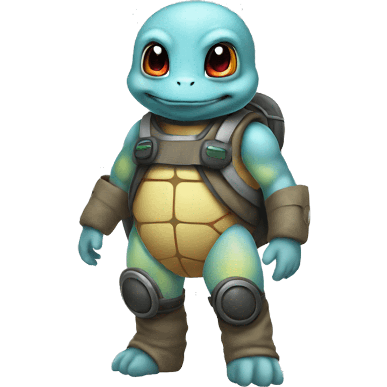 Full body squirtle wearing gas mask emoji