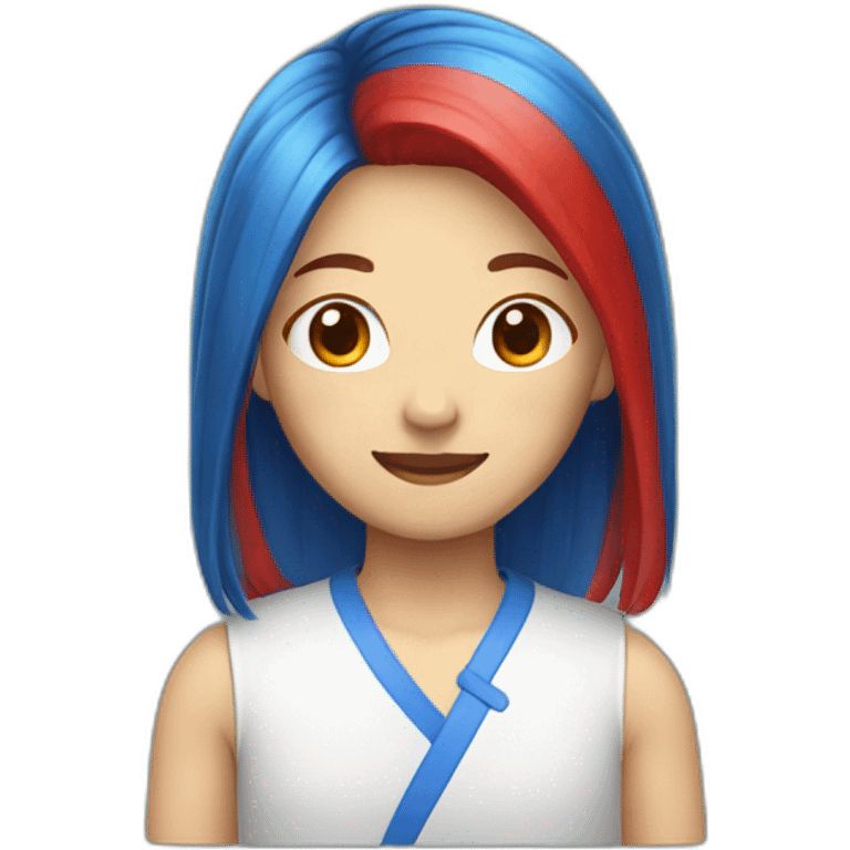 CHINESE WITH RED AND BLUE HAIR emoji