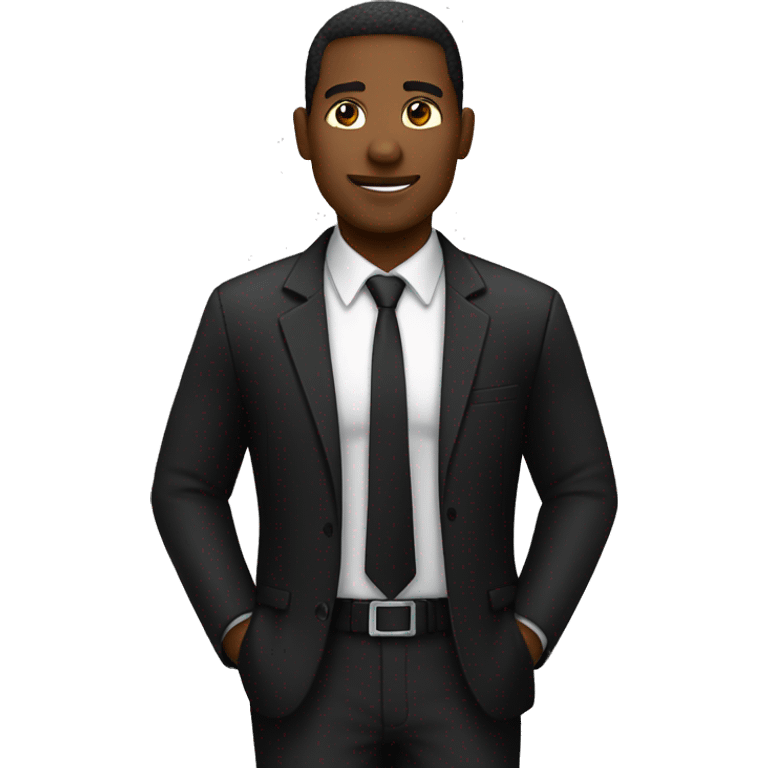 Male black security guard in dark suit at door  emoji