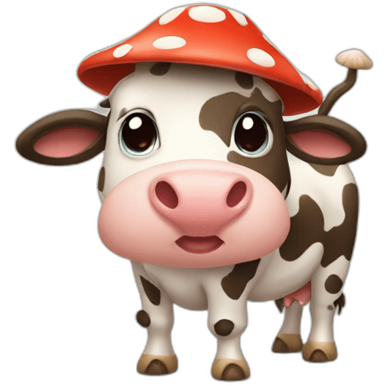 cow dressed as a mushroom emoji