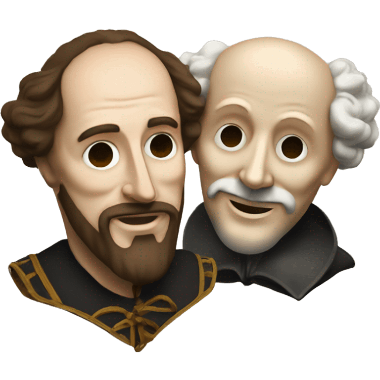 Shakespeare holds two masks in his hands - comedy and tragedy emoji