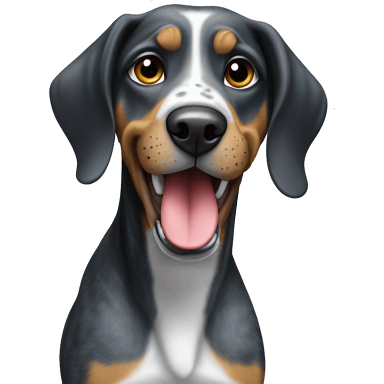 Miniature bluetick hound with lip snarl emoji