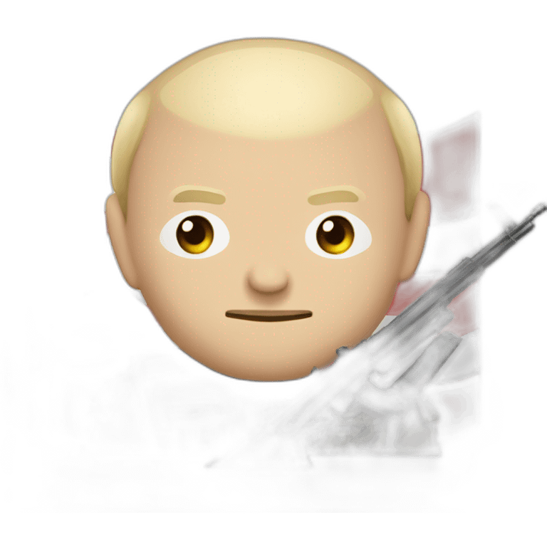 Vladimir poutine avec un fusil et un drapeau sovietique emoji