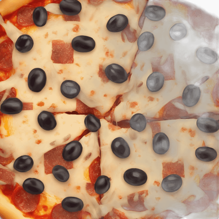 a single pizza with black olives and shredded beef topping emoji