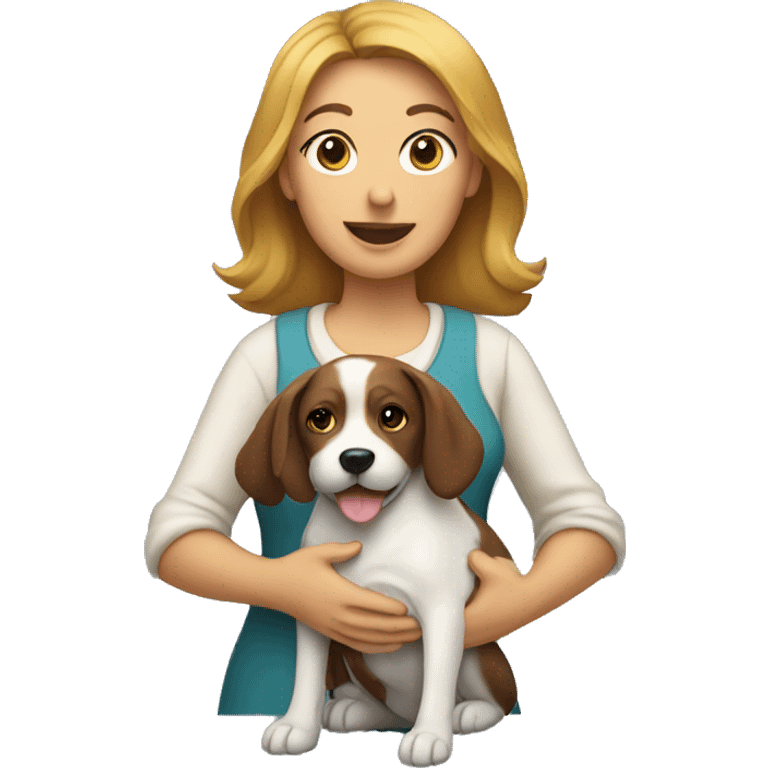 Lady with dog in hands emoji