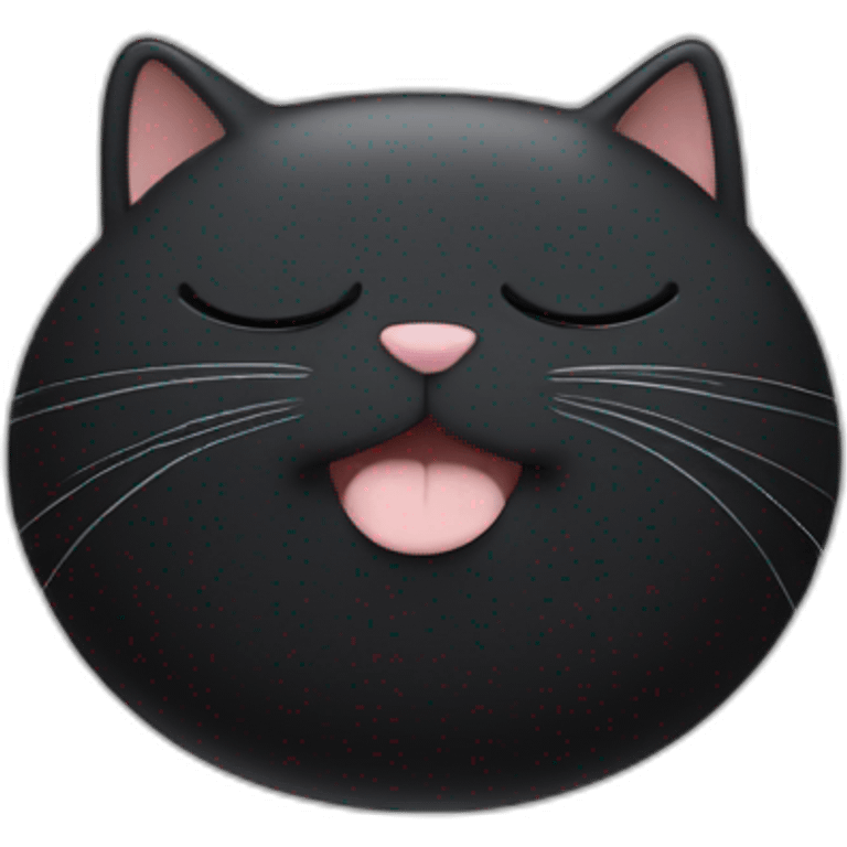 Fat black cat with chubby cheeks and white smiling closed eyes emoji