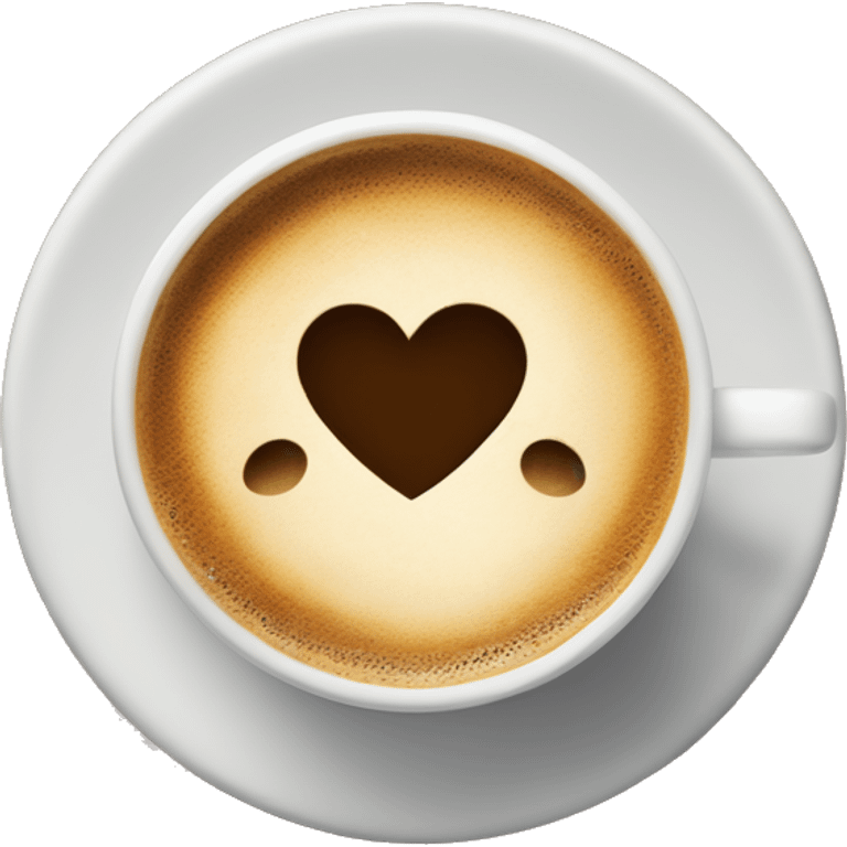 white circle coffee cup with coffee inside and heart design on top emoji