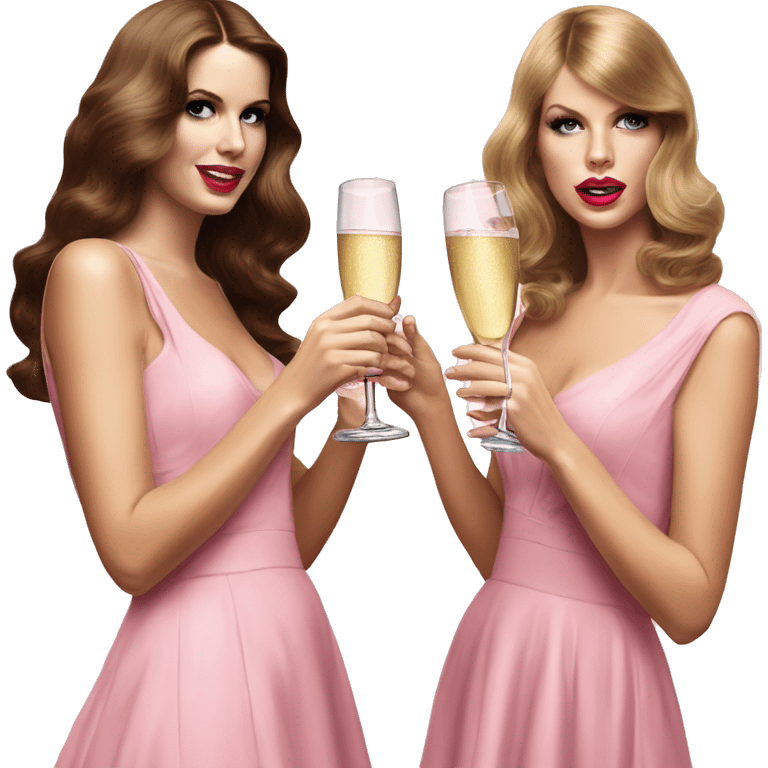 Lana del Rey & Taylor Swift drinking champagne pink dress emoji