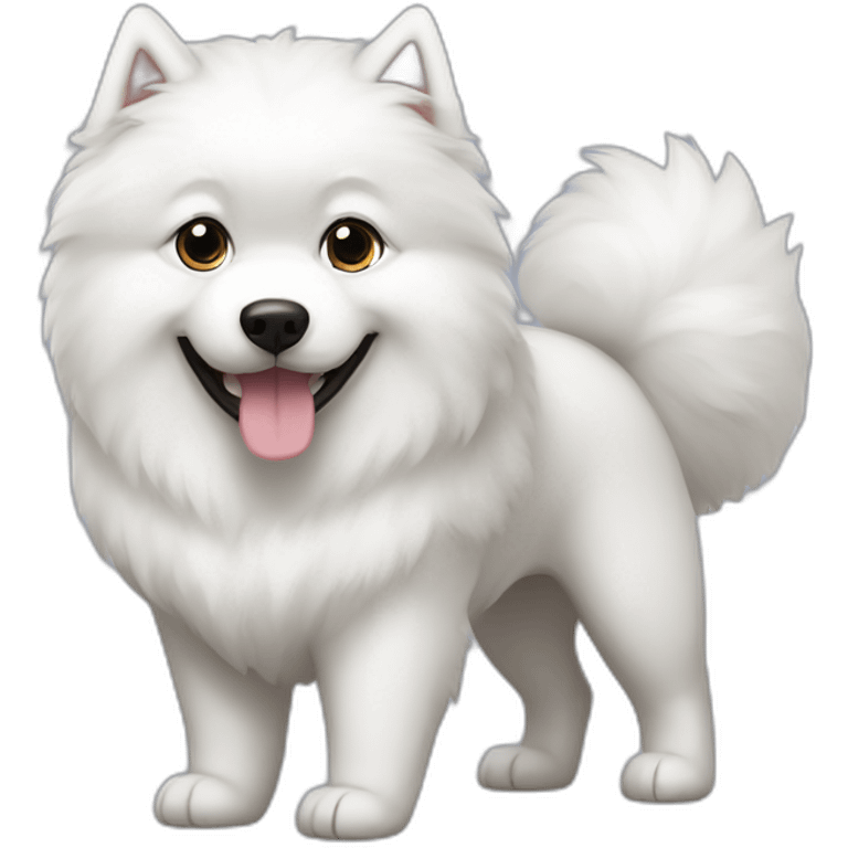 full body of samoyed with batman emoji