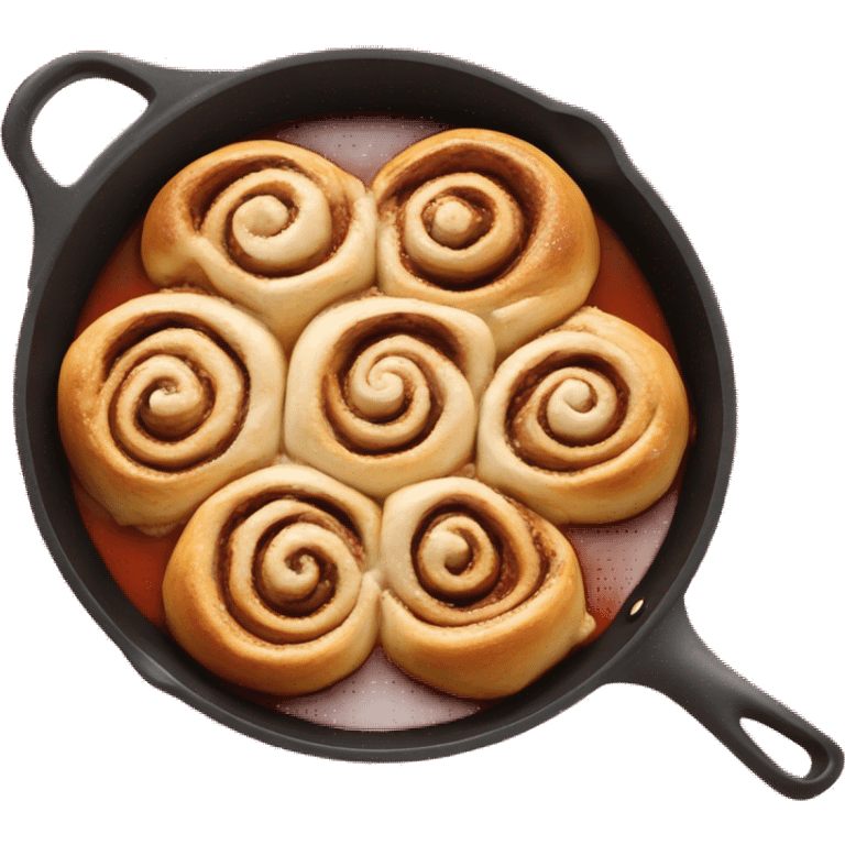 frying pan filled with cinnamon rolls and christmas sauce emoji