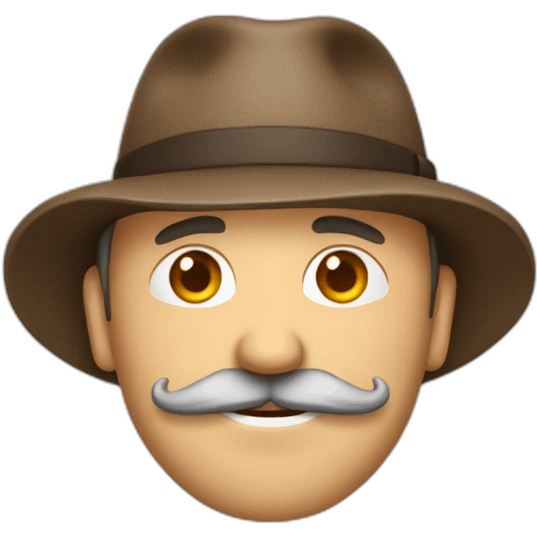 Middle age man with faded hair loss and moustache brown and wearing hat emoji