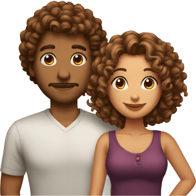 curly man and cute woman emoji