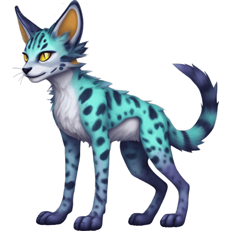 Epic Edgy Colorful ethereal eldritch Sergal-Serval-Fionbri full body emoji