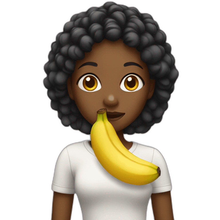 Black girl eating a banana emoji